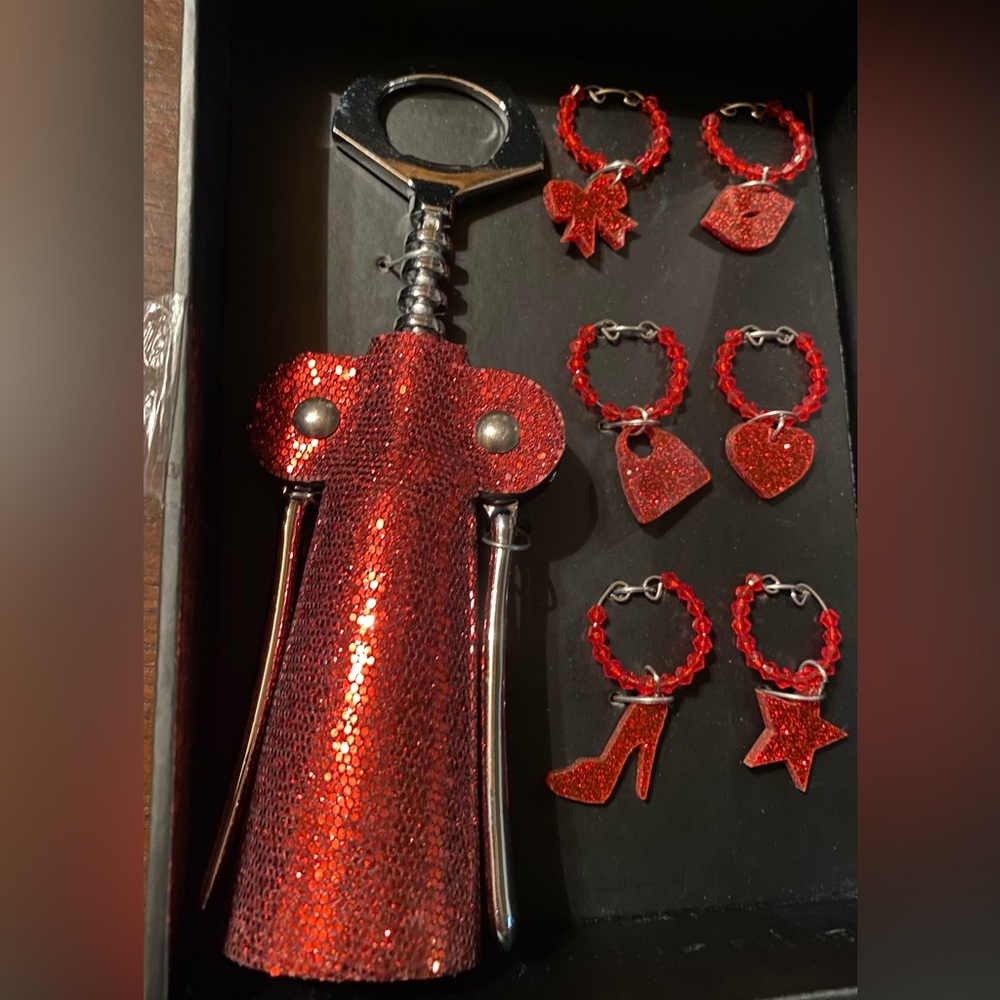 New BEBE wine corkscrew and glass charms